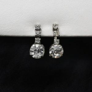 Antique Screwback Rhinestone Dangle Earrings